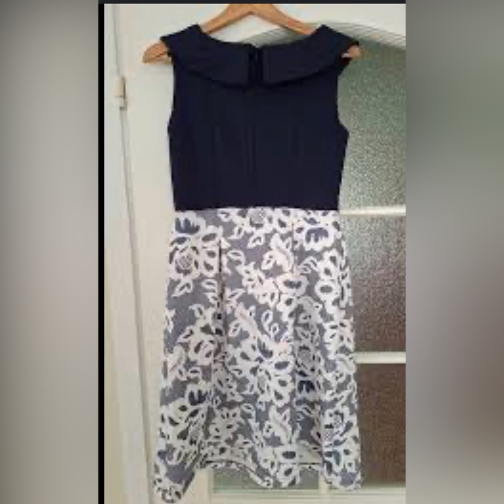 Navy and White Floral Dress